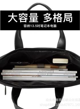 女昂特帆布手提文拉链多层资料公文包男办公会袋议袋件袋可印LVSl