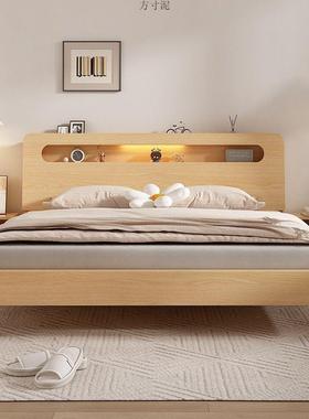 实木床1.5双人床1家用.8米UCP现代简约出租房经型1.济2m单人床米
