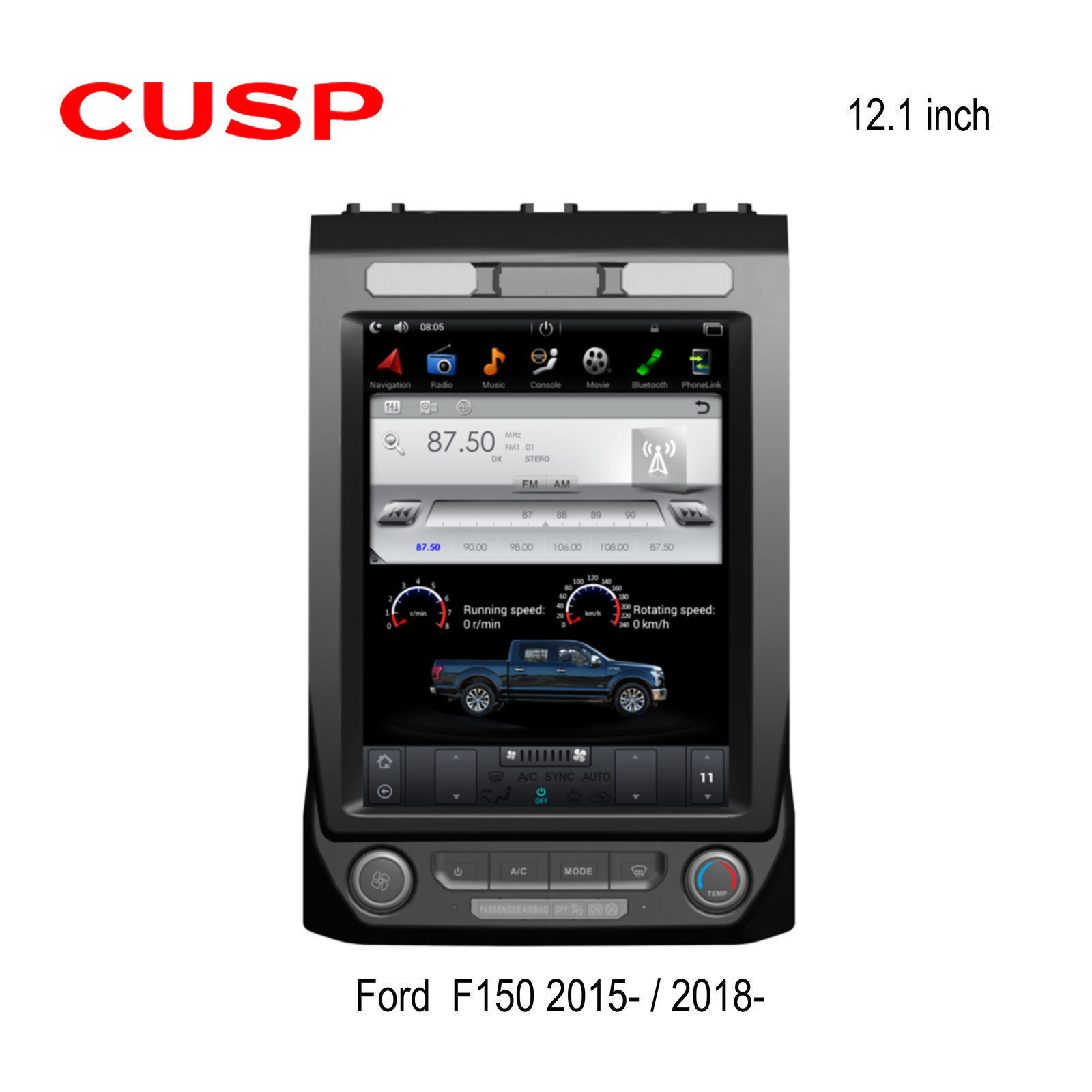 12.1寸竖屏安卓车载导航支持视频输出2015-款 2018- 款 FORD F150
