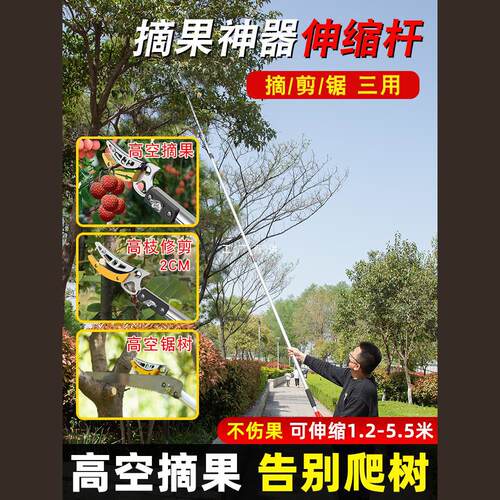 摘水果神器伸缩杆高空采摘果枇杷荔枝杨梅龙眼莲蓬剪刀修枝高枝剪
