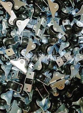 1.5寸2寸家具电器花架推车婴儿床带刹车小轮子万向脚轮黑白PP丝杆