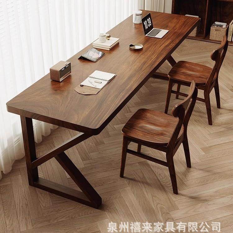 南美胡桃书桌实木双人长电脑桌家用学习桌子靠墙办公桌写字工作台,收纳整理,烫衣板及配件,淘宝优惠券,粉丝福利购,淘宝优惠卷