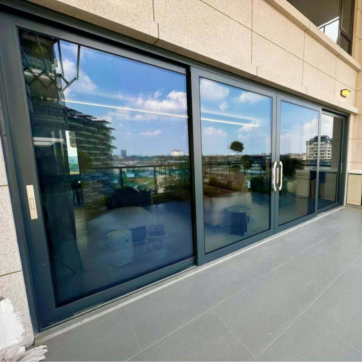 重型室断桥推门铝合金玻璃门办公别墅隔断极拉723窄门钢化玻璃门