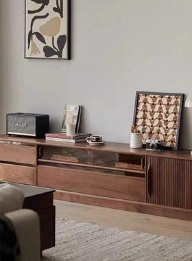 胡黑桃听实木电视柜简约古风客厅家中用小户型收纳储物柜66999原