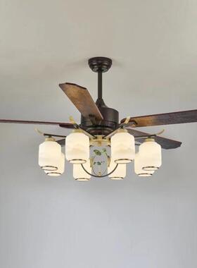 高新中式风F010扇灯古客厅大复吊扇灯别墅现代电扇灯餐风厅工业吊