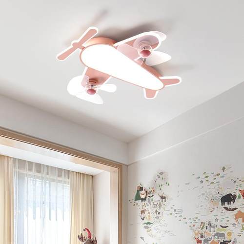 儿童房879卧风扇灯室225年新款家0用机书房男孩吸顶飞吊扇灯一体