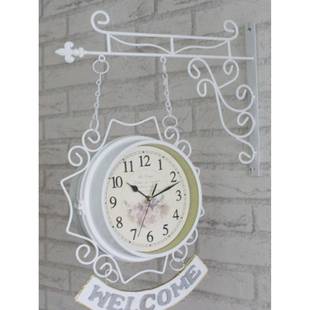 双面挂钟客厅钟欧t5100693式铁艺静吊钟美式时音钟现表代简创约意