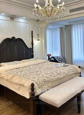 法式复古全实木床1.8主卧米大床洋南风柱子34545床式复美古风双人