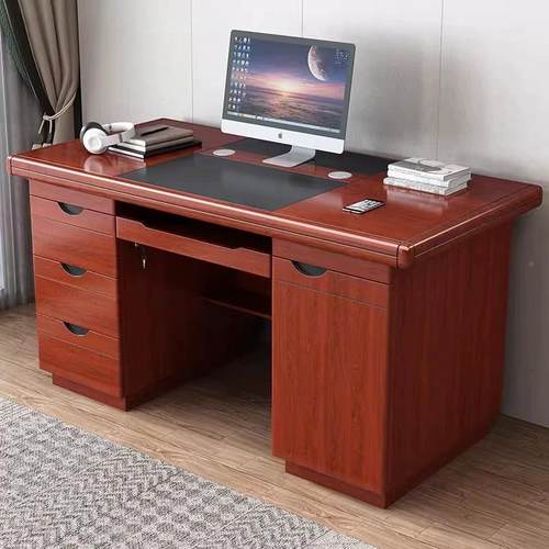 单人办公桌油漆实木皮经职员理双人教师财务单位位电脑桌椅办YH-B