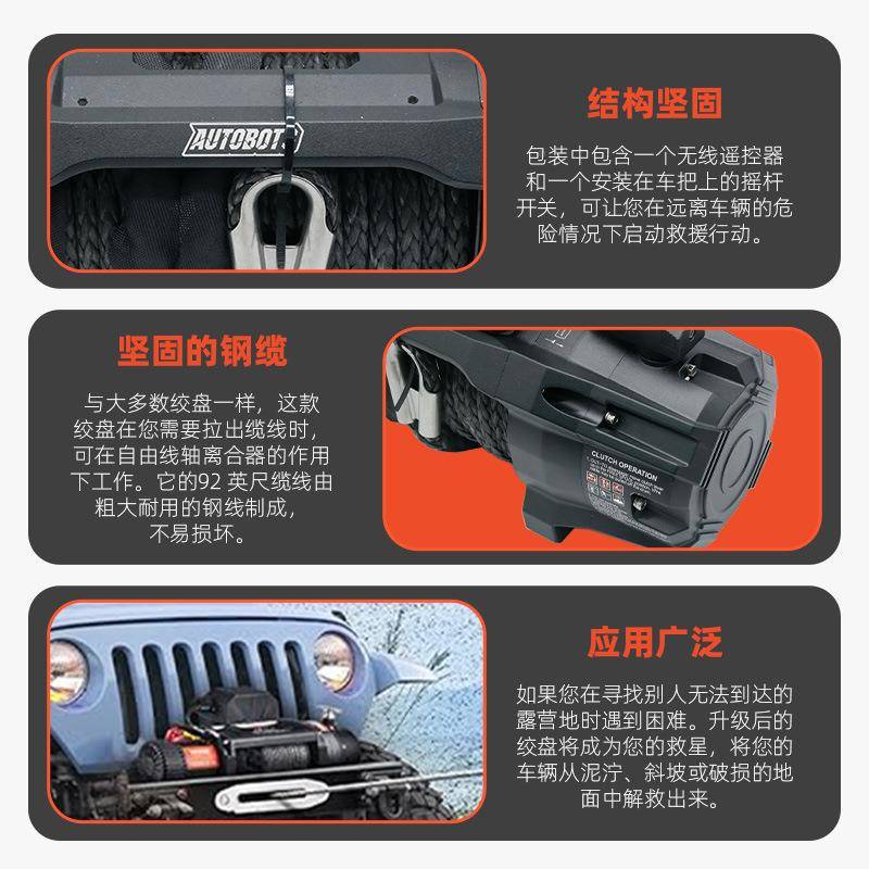 电车动绞绞盘12v42v自救越野车用拖车牵引电机盘889电动绞盘载绞