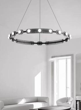 意式层极简轻奢个性设计餐厅吊玻璃灯现代艺术跃客厅86106吧吊台