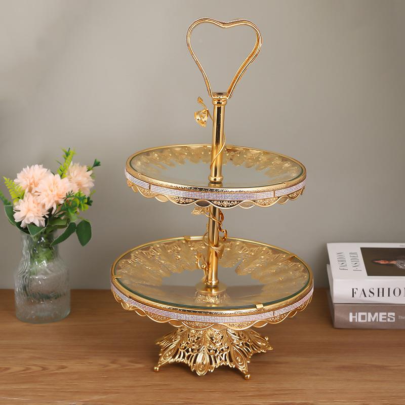 高档欧几式双层创意果水盘盘68497家用果客厅茶摆件
