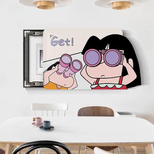 免奔跑吧蜡打孔表0装饰画225新款网红电现代简约装饰遮挡箱壁箱画