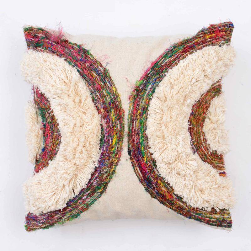 图TT-18涂|方哥印度店进口手工编织流苏抱圆枕摩洛风酒民宿软装饰