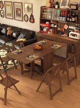 ir全木15265餐边实折叠桌一体柜可伸缩折叠餐移动小户型家用桌子