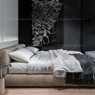 极简布床现代艺简式约科技布双人床小户型设计师风ZGI意格主卧室