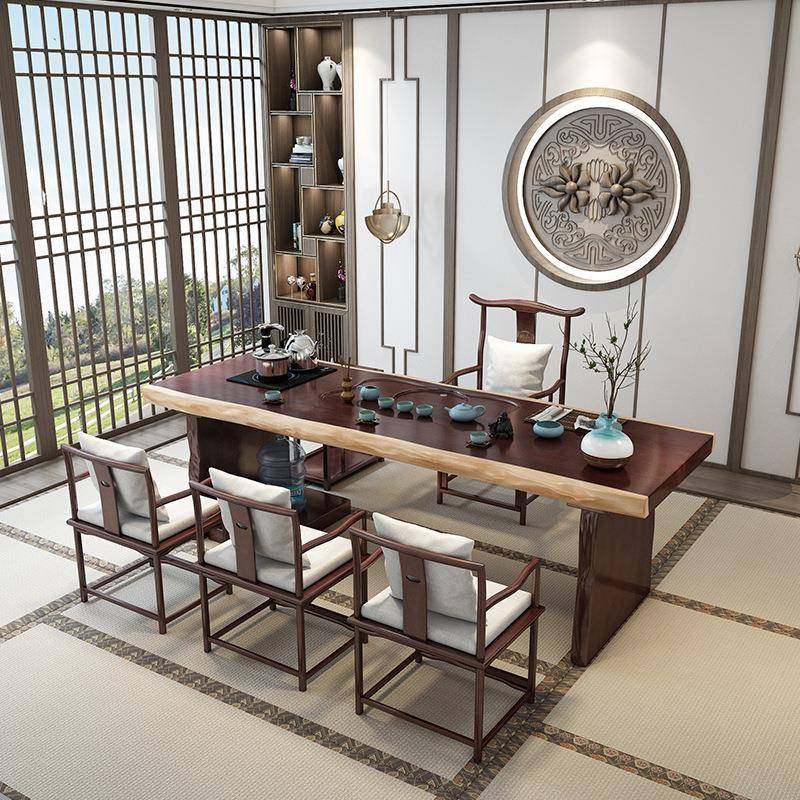 新DBI中式家用客实木茶桌店茶馆门洽谈厅泡茶桌办公室会客大板茶