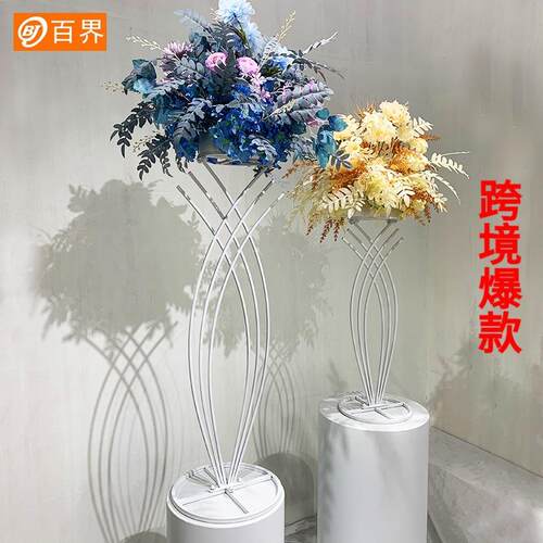 爆桌花器婚庆铁艺道款具家居橱装饰QGM品式花架路引欧花器摆窗件