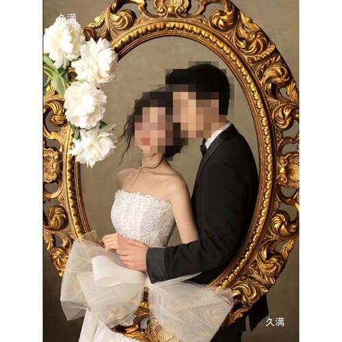 框欧式饰复古椭圆油画框拍照相摄影道布具画框t$*&sd$*相框婚庆婚