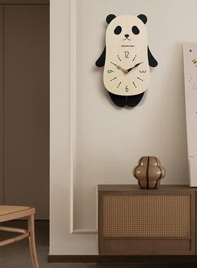 WOZOO免M打孔熊猫挂钟客厅20TYOS83725新款卡性通个创表意时钟装