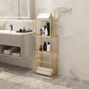 轻奢毛巾落地漱台家大理石浴室置物架卫生间收架纳洗浴用LYY巾架