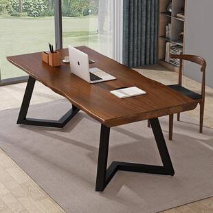 简约现代lof美式t实木台式电脑桌家用办公桌工作台长条桌写字书桌