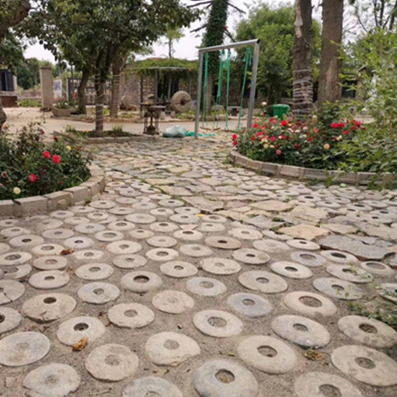 古建筑石雕老磨盘老石磨老石器公园铺路踏路石园林景观文化石青石