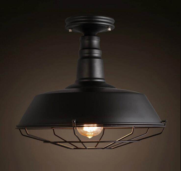loft复古工业风吸顶灯美式乡村客厅卧室简约阳台网罩铁艺吸顶灯具