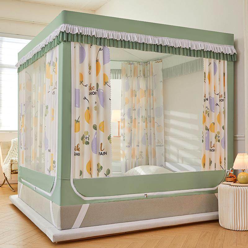 类家用幔双层光蚊帐床帘一体式防摔全封闭单双人床1遮.8mA蒙1古包