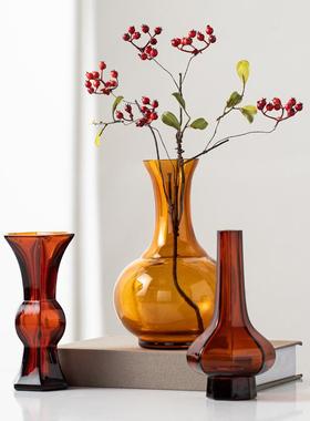 新式居琉璃花瓶玻璃高样板房WNV间书房茶室家档软装中饰品摆件