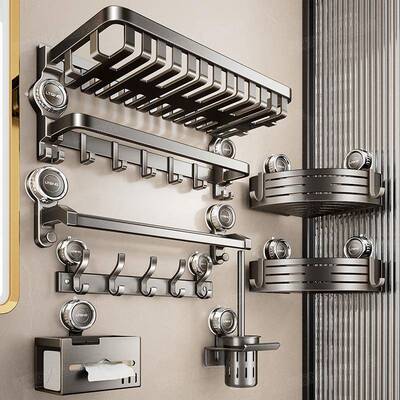 吸盘毛架免打卫孔生间浴置室LTES-Y00物架一体厕巾所收纳浴巾架太