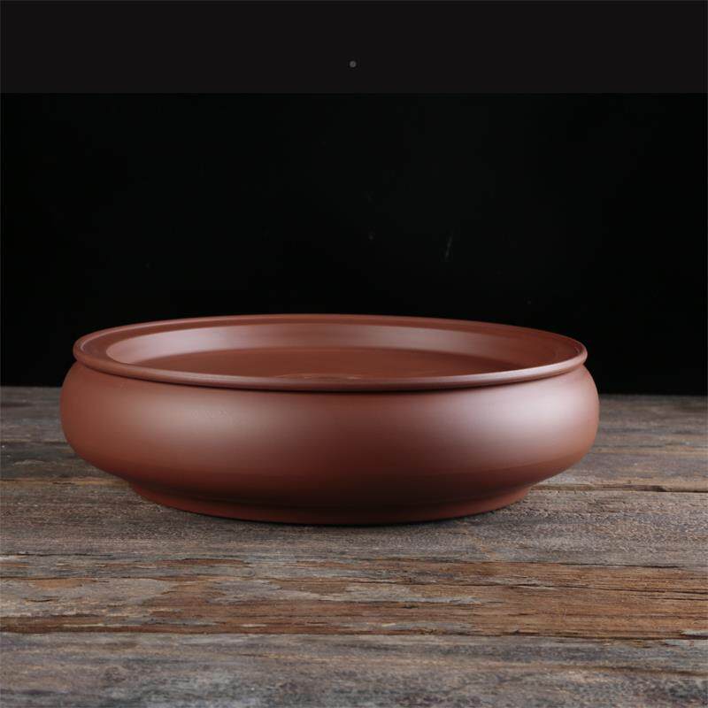 A5F76MH6S8L家用形圆形紫砂茶盘潮州工夫茶具复鼓古铜钱简约朱泥