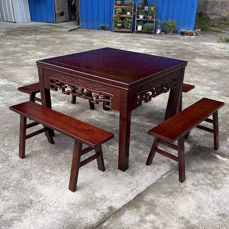木餐桌子家用复古八仙桌仿古方面餐桌餐厅实饭四店馆商用家LKD用