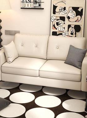 KHA沙息发小户型双人出沙租房屋办公公室休区服装店寓黑色皮艺客