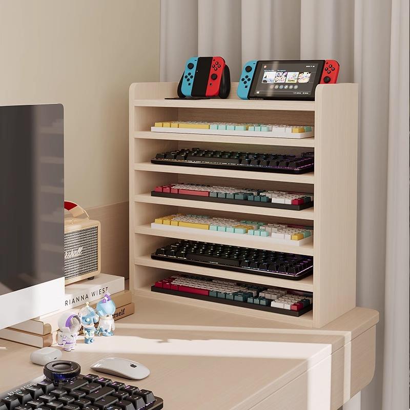 件多层键盘纳架实收木示键盘展柜机械键盘存储架办公室现货多层文