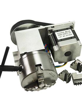 C旋NC雕轴刻机第四转轴100m四m三爪式卡NPT盘空心轴86电机