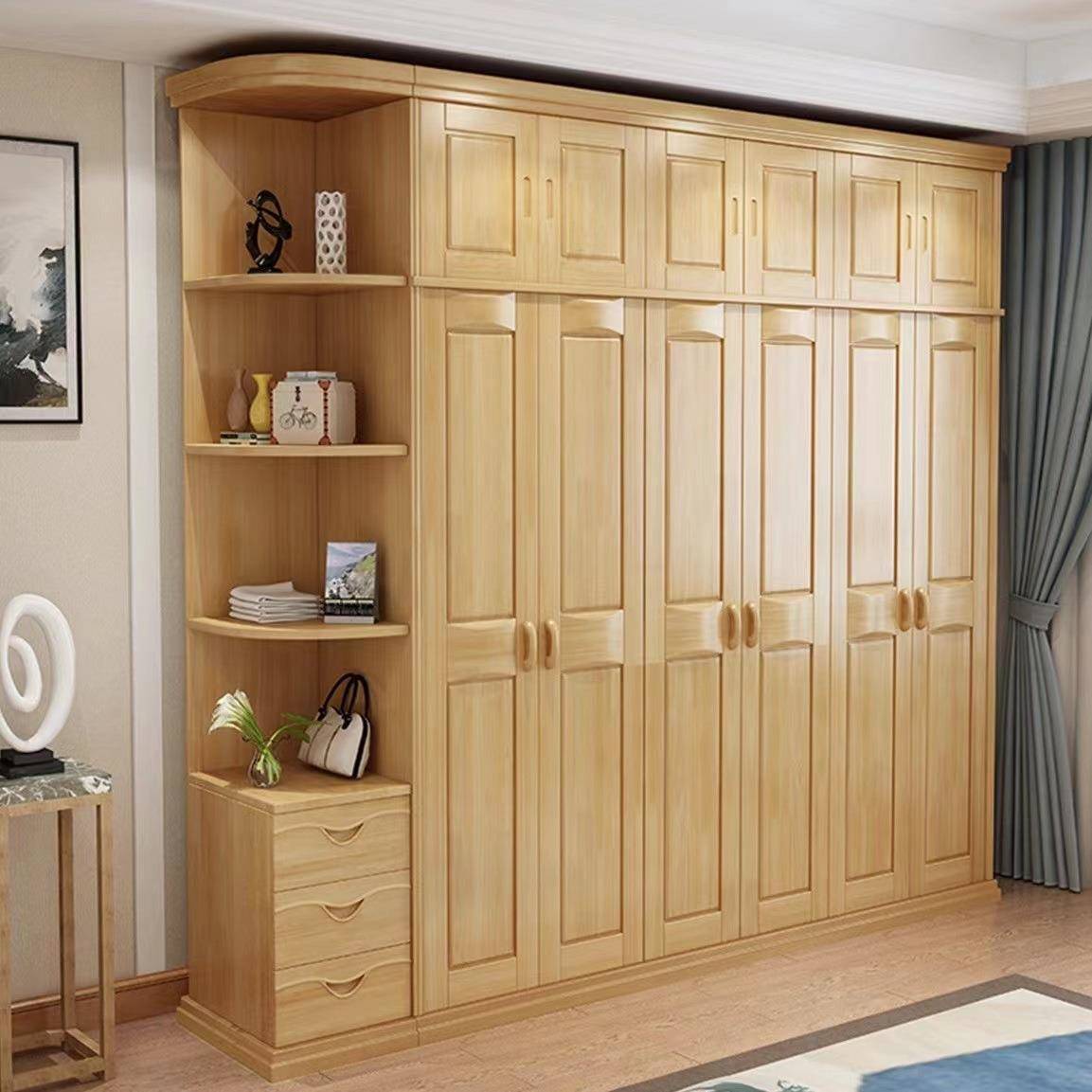 中式全实四衣柜二三五六木经门济65型原木质转角大橱简约卧室储物