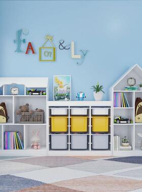 置实木纳玩具收架儿童书架绘本架落地书柜推整拉门DQG物架宝宝理