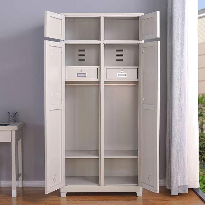 加厚皮柜储物柜宿01衣帽物品柜双人内务铁更衣柜四舍门储物柜子