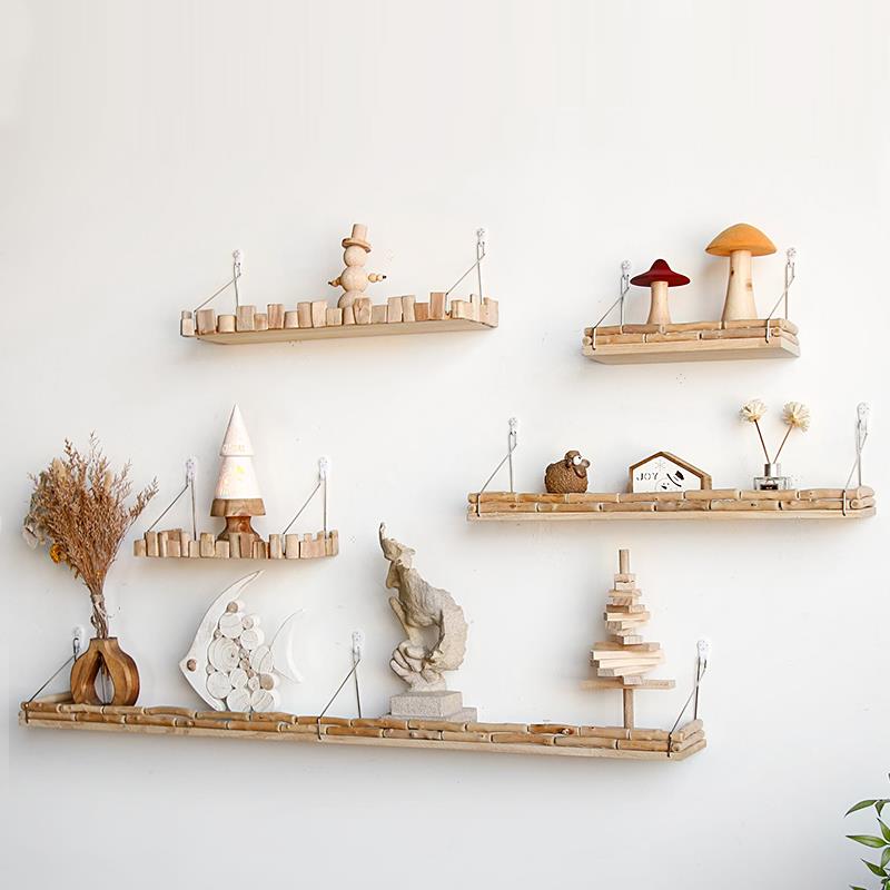 原木上置架墙免打孔墙壁挂墙面搁电视墙装板饰客厅一54字隔板创物