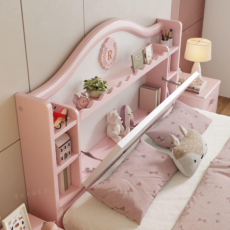 htn全实木童床女孩公主青少年1.无品牌/色儿2m单人现代简约粉卧室