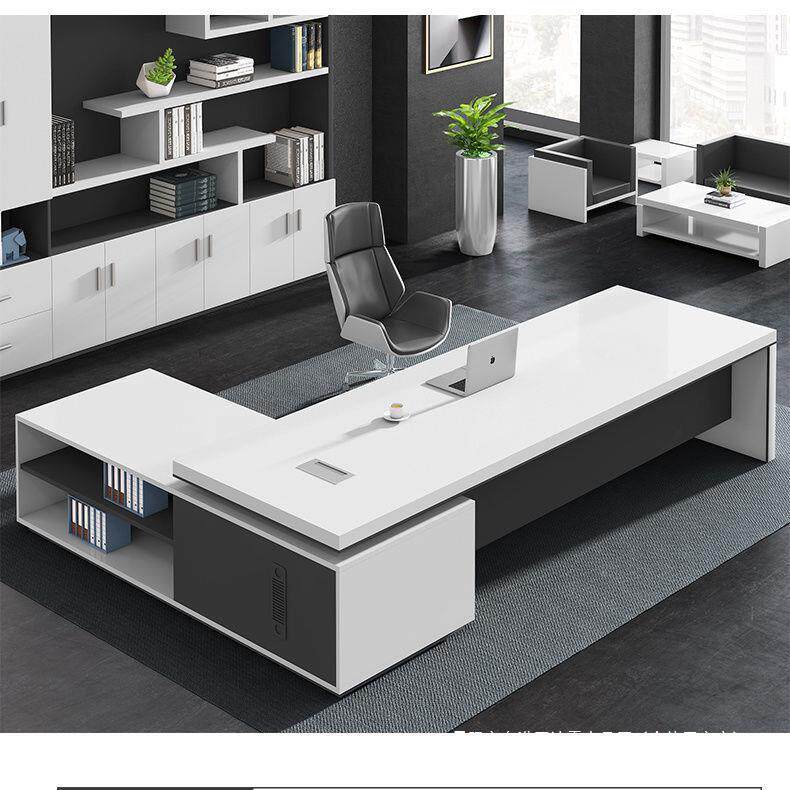 老板办公人桌椅大班台组总裁桌主管无品牌/桌简约现代白色单经理