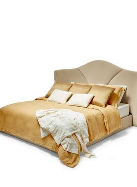 意式式轻奢后现床代布艺港卧HDH室双人床简别墅约1米8大床样板房