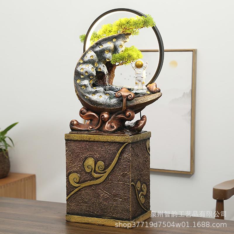 水墙流水假幕山喷泉景观办公室园花装饰屏风户庭外院鱼池造IAI景