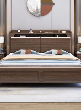 新中式胡木米床主卧人床1.8简双约现代1.5022#m高箱桃储物婚床实