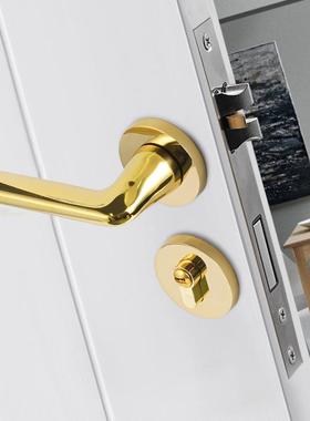 锌合金亮金色FTS-007灰黑卧室室内门房间木门门锁锁磁吸把手锌合