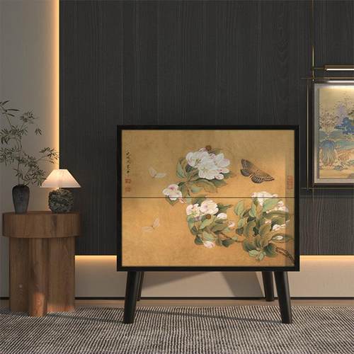 中床头柜式古储典花实卧木床头柜室置卉物柜客厅阳台角落一体柜物