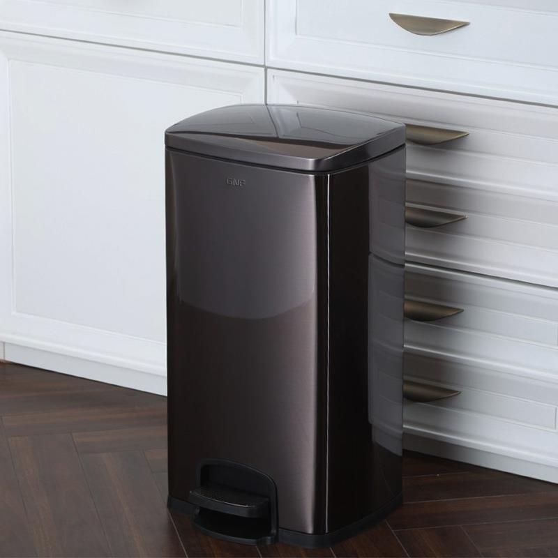 不锈钢垃桶方形40L大容量L静音商用30L房客厅20脚踩厨DOD式圾带盖