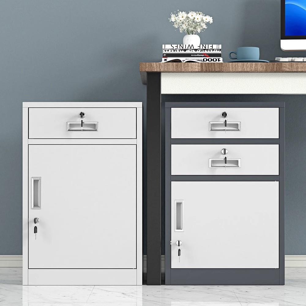 文件柜办公室案资料柜皮矮柜储物档桌下抽屉收WJ01纳柜带锁铁小柜