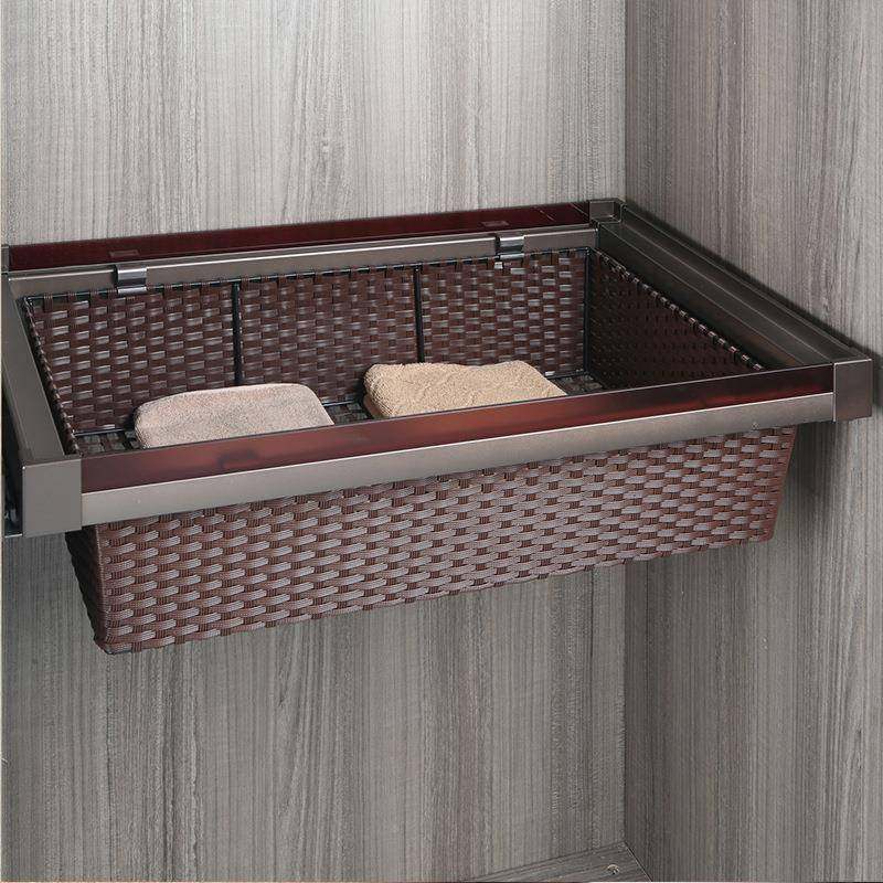 款推拉衣藤衣篮衣帽间篮衣柜皮收纳藤Y-057铁篮阻尼推拉抽屉式革